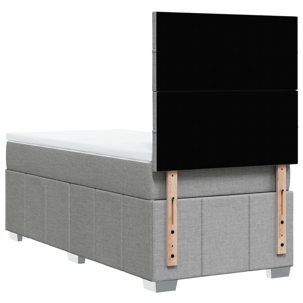 Boxspring met matras stof lichtgrijs 90x190 cm is nu te koop bij PeponiXL, paradijselijk wonen!