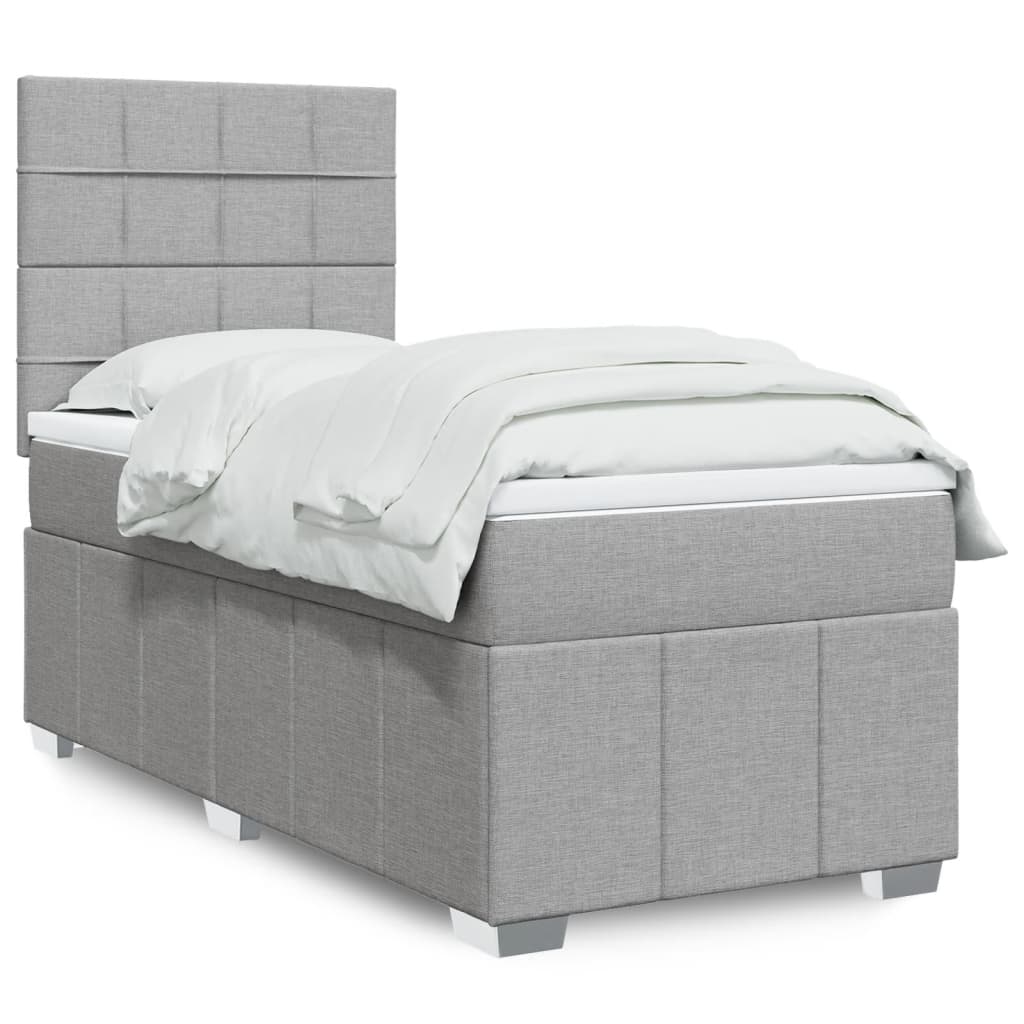 Boxspring met matras stof lichtgrijs 90x190 cm is nu te koop bij PeponiXL, paradijselijk wonen!