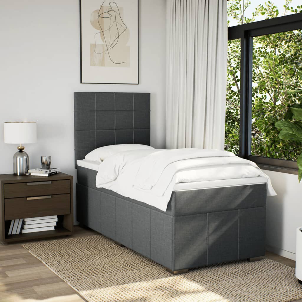 Boxspring met matras stof donkergrijs 90x190 cm is nu te koop bij PeponiXL, paradijselijk wonen!