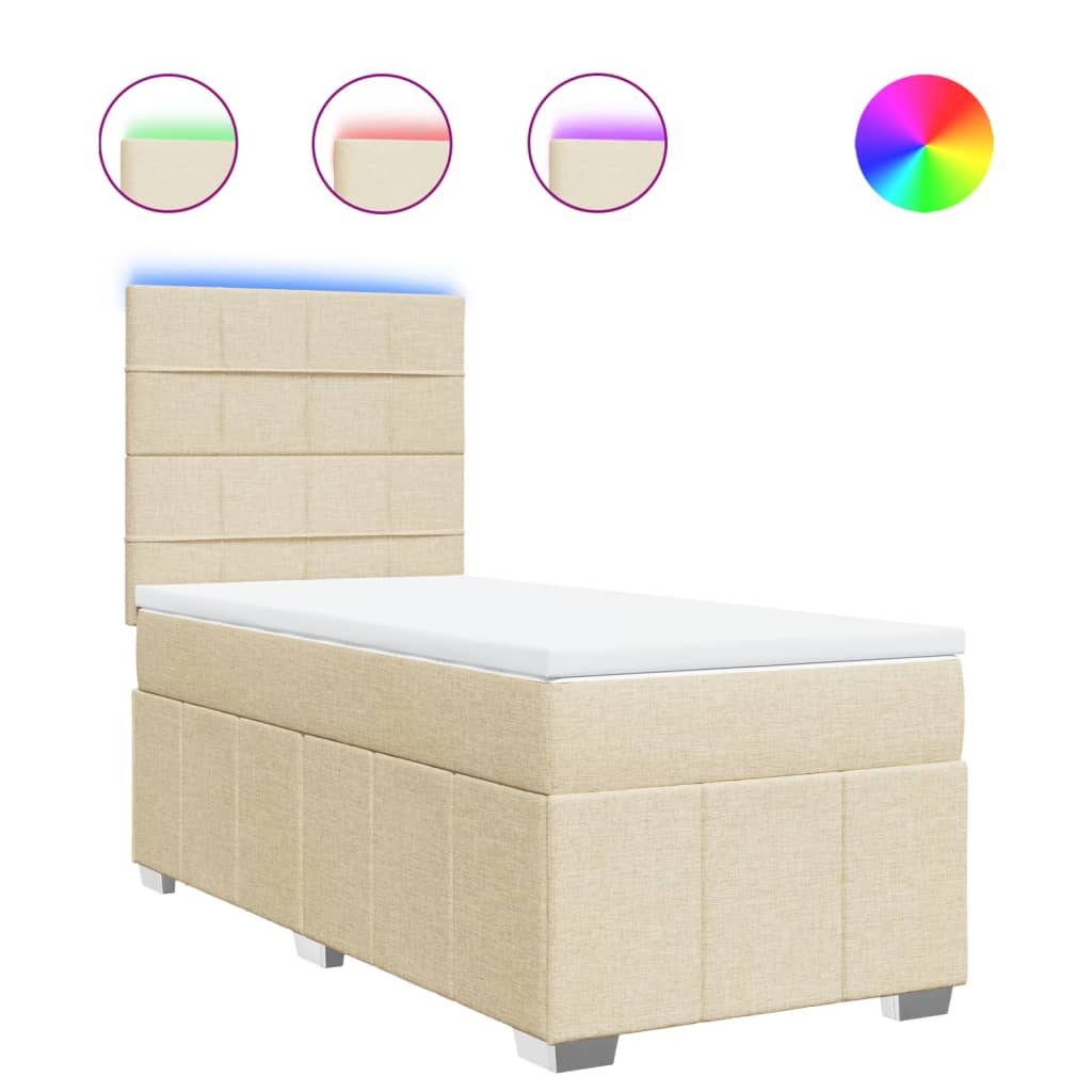 Boxspring met matras stof crèmekleurig 90x190 cm is nu te koop bij PeponiXL, paradijselijk wonen!