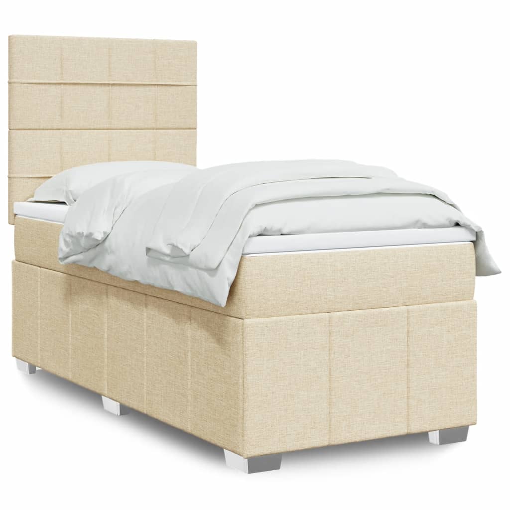 Boxspring met matras stof crèmekleurig 90x190 cm is nu te koop bij PeponiXL, paradijselijk wonen!