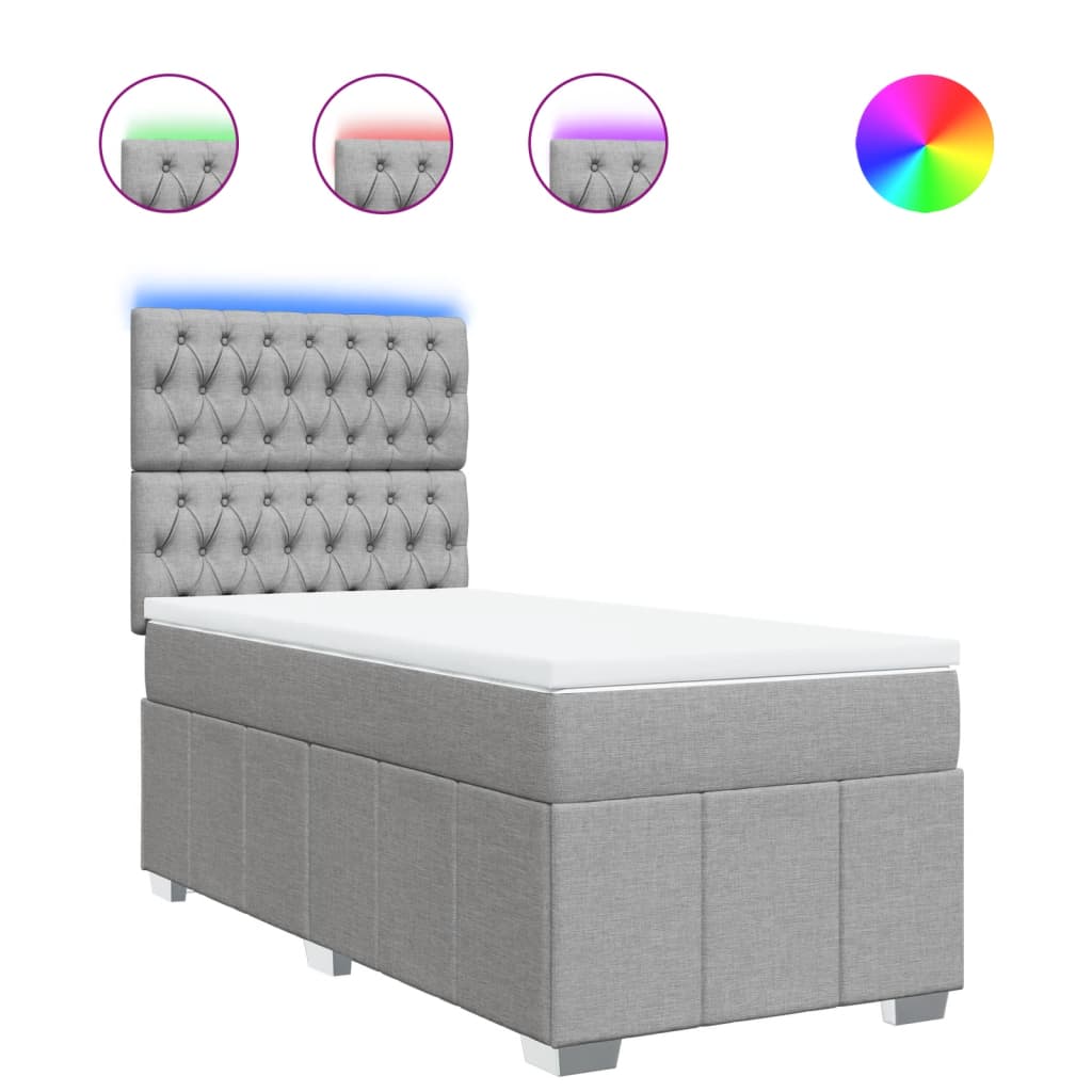 Boxspring met matras stof lichtgrijs 90x190 cm is nu te koop bij PeponiXL, paradijselijk wonen!