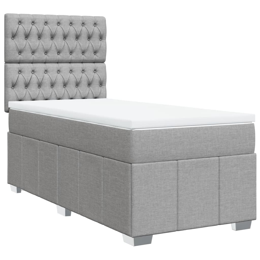 Boxspring met matras stof lichtgrijs 90x190 cm is nu te koop bij PeponiXL, paradijselijk wonen!