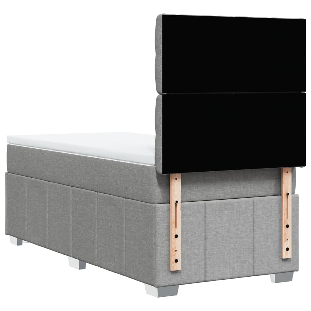 Boxspring met matras stof lichtgrijs 90x190 cm is nu te koop bij PeponiXL, paradijselijk wonen!