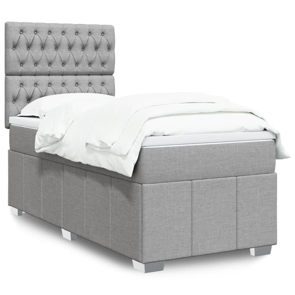Boxspring met matras stof lichtgrijs 90x190 cm is nu te koop bij PeponiXL, paradijselijk wonen!