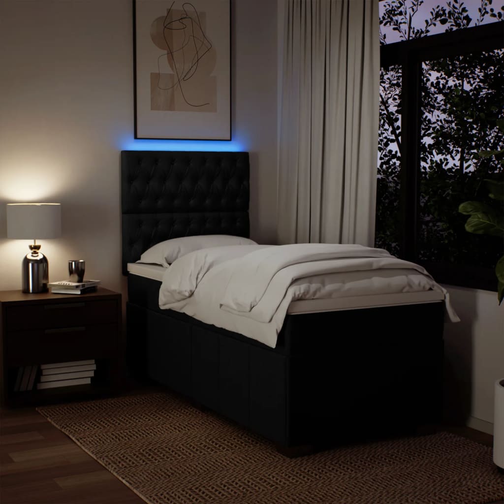 Boxspring met matras stof zwart 90x190 cm is nu te koop bij PeponiXL, paradijselijk wonen!