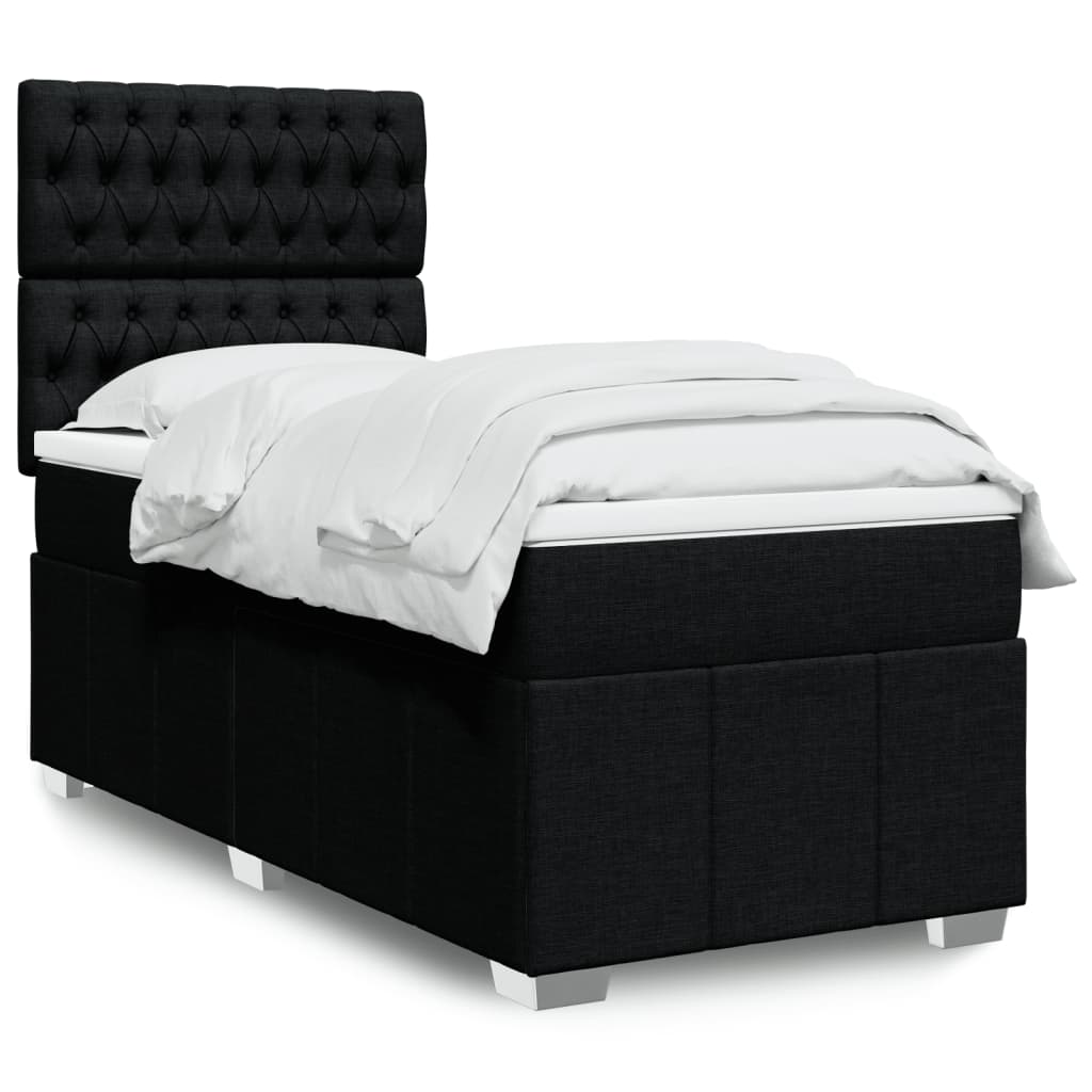 Boxspring met matras stof zwart 90x190 cm is nu te koop bij PeponiXL, paradijselijk wonen!