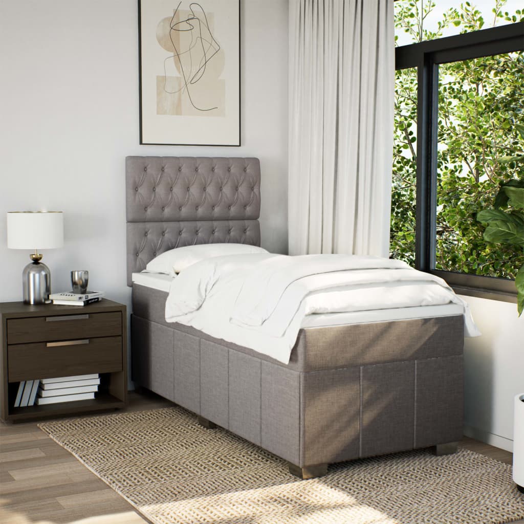 Boxspring met matras stof taupe 90x190 cm