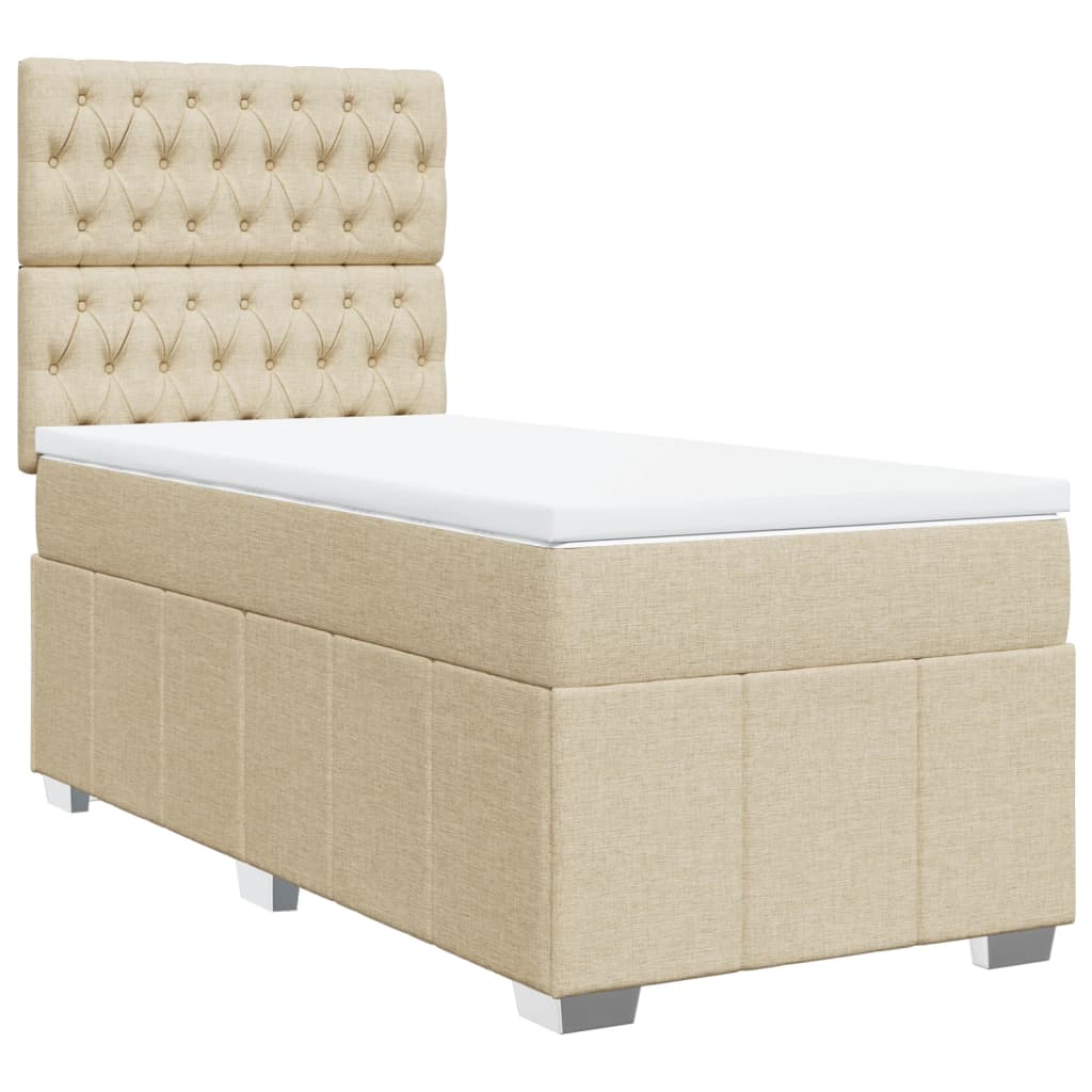 Boxspring met matras stof crèmekleurig 90x190 cm is nu te koop bij PeponiXL, paradijselijk wonen!