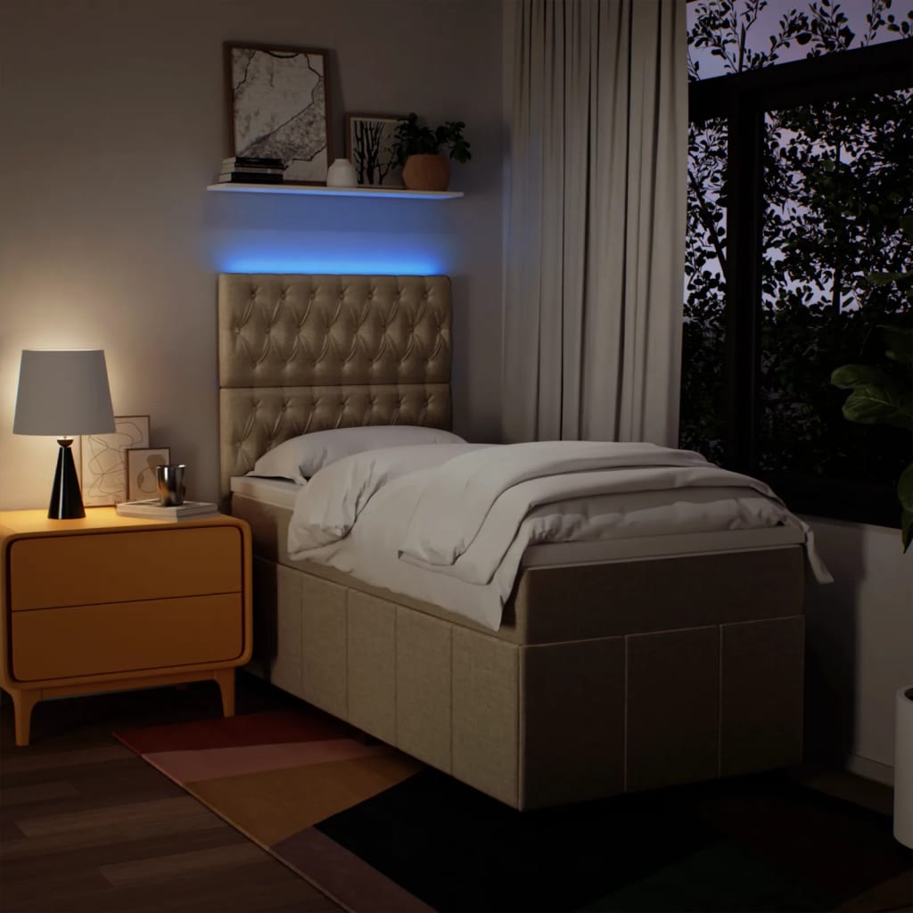 Boxspring met matras stof crèmekleurig 90x190 cm is nu te koop bij PeponiXL, paradijselijk wonen!