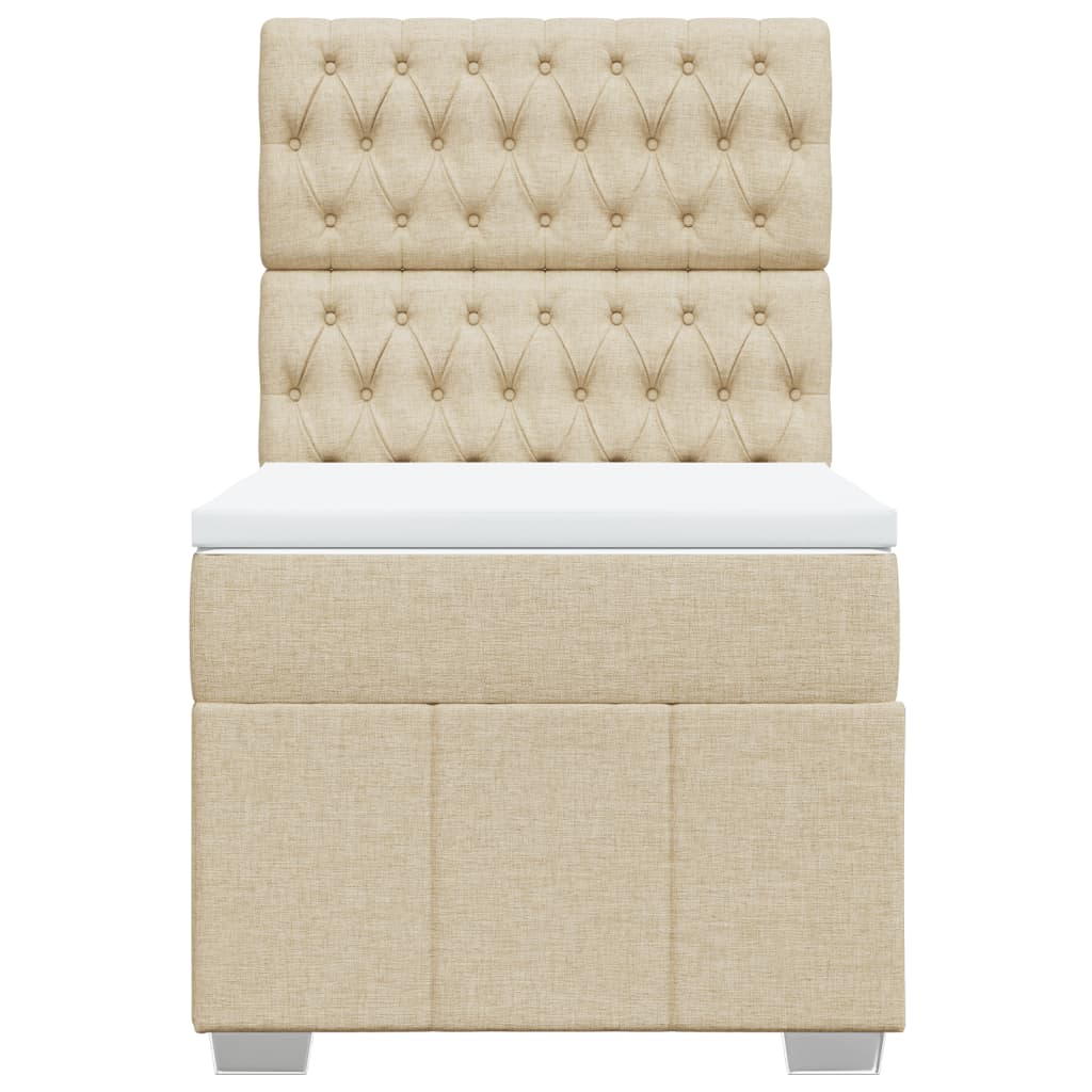 Boxspring met matras stof crèmekleurig 90x190 cm is nu te koop bij PeponiXL, paradijselijk wonen!
