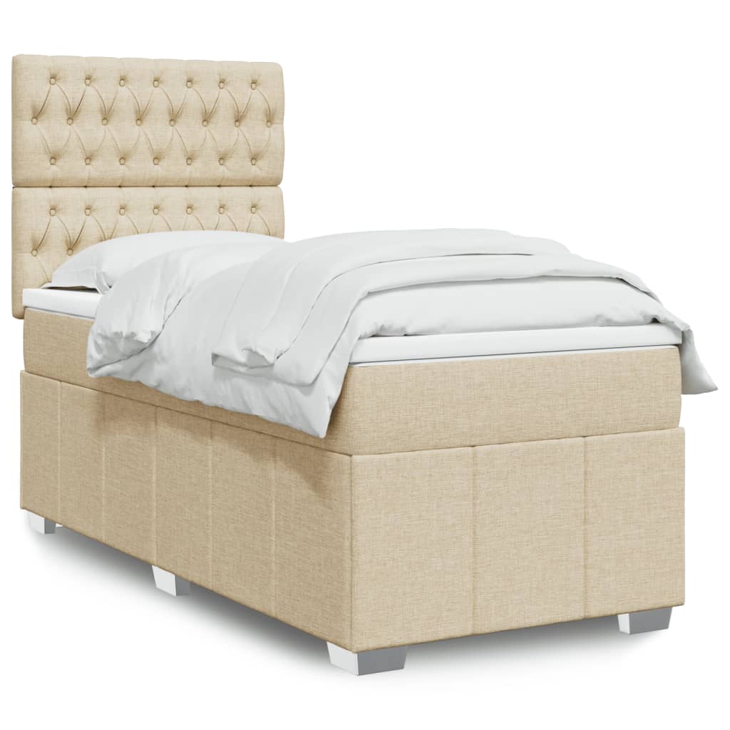 Boxspring met matras stof crèmekleurig 90x190 cm is nu te koop bij PeponiXL, paradijselijk wonen!