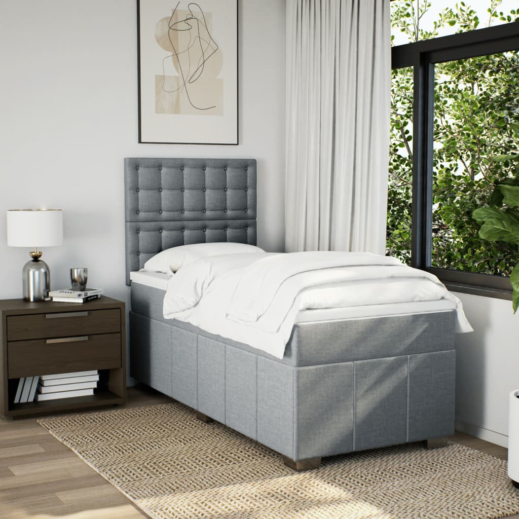 Boxspring met matras stof lichtgrijs 90x190 cm is nu te koop bij PeponiXL, paradijselijk wonen!