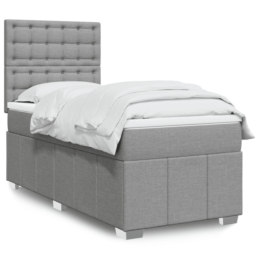Boxspring met matras stof lichtgrijs 90x190 cm is nu te koop bij PeponiXL, paradijselijk wonen!