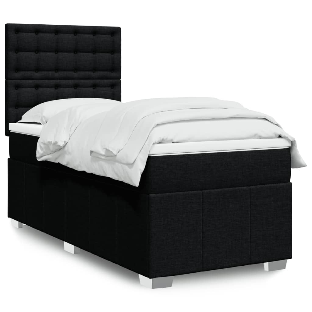 Boxspring met matras stof zwart 90x190 cm is nu te koop bij PeponiXL, paradijselijk wonen!