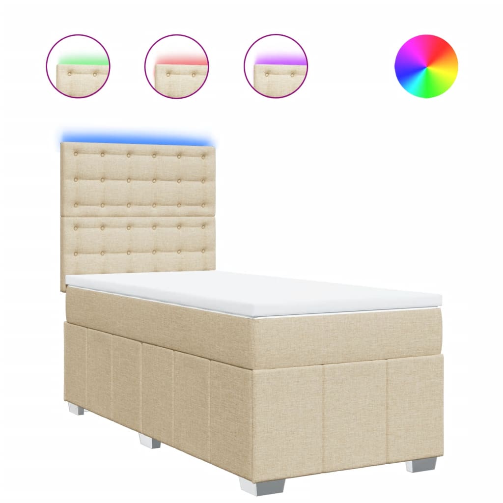 Boxspring met matras stof crèmekleurig 90x190 cm is nu te koop bij PeponiXL, paradijselijk wonen!