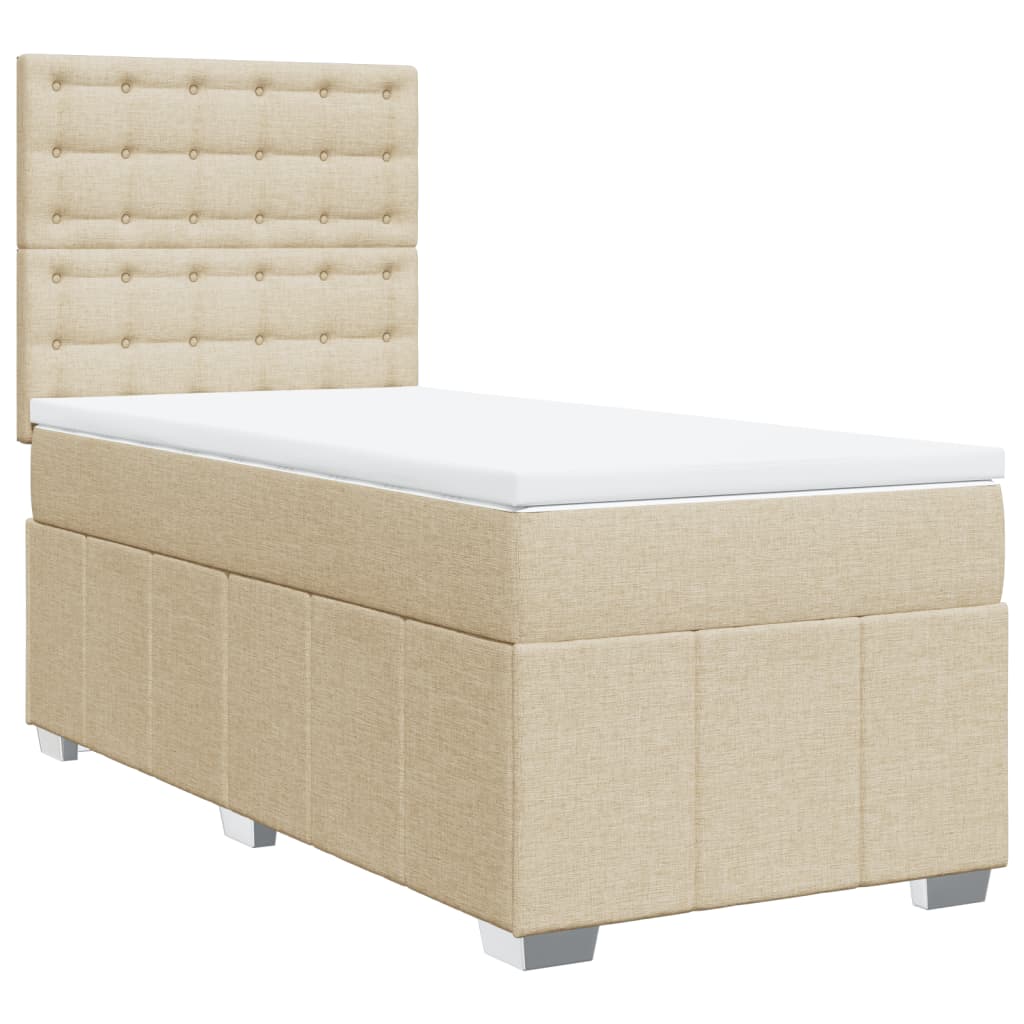 Boxspring met matras stof crèmekleurig 90x190 cm is nu te koop bij PeponiXL, paradijselijk wonen!