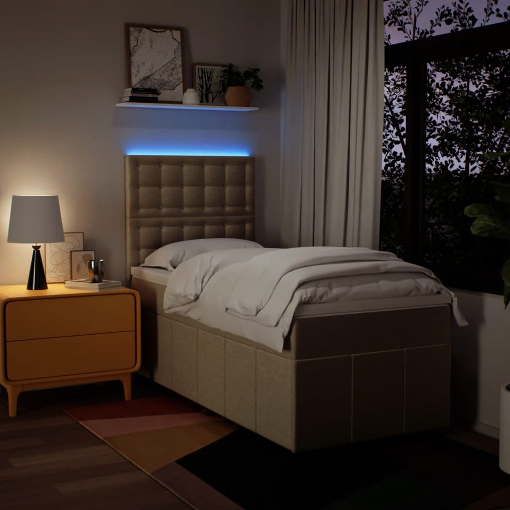 Boxspring met matras stof crèmekleurig 90x190 cm is nu te koop bij PeponiXL, paradijselijk wonen!