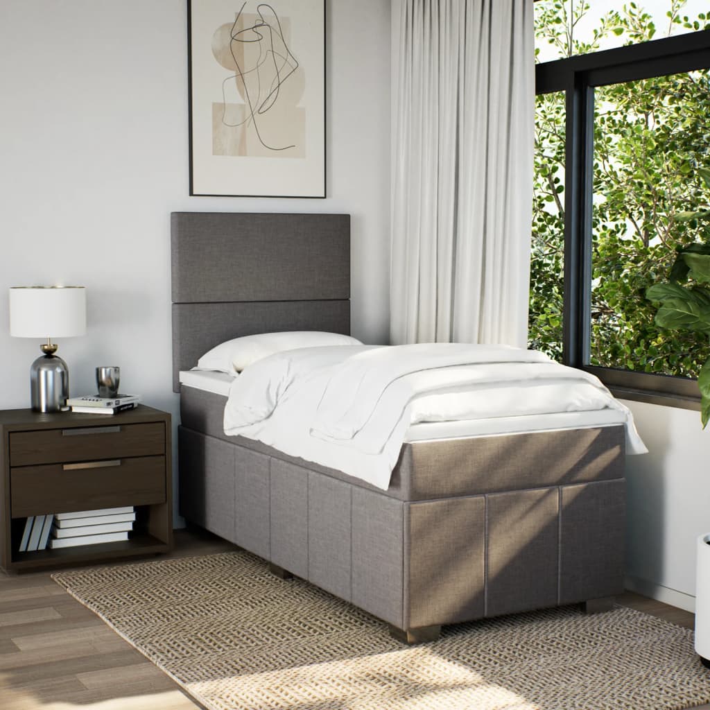Boxspring met matras stof taupe 90x200 cm is nu te koop bij PeponiXL, paradijselijk wonen!