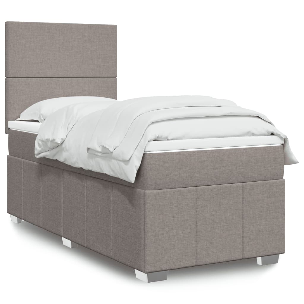Boxspring met matras stof taupe 90x200 cm is nu te koop bij PeponiXL, paradijselijk wonen!