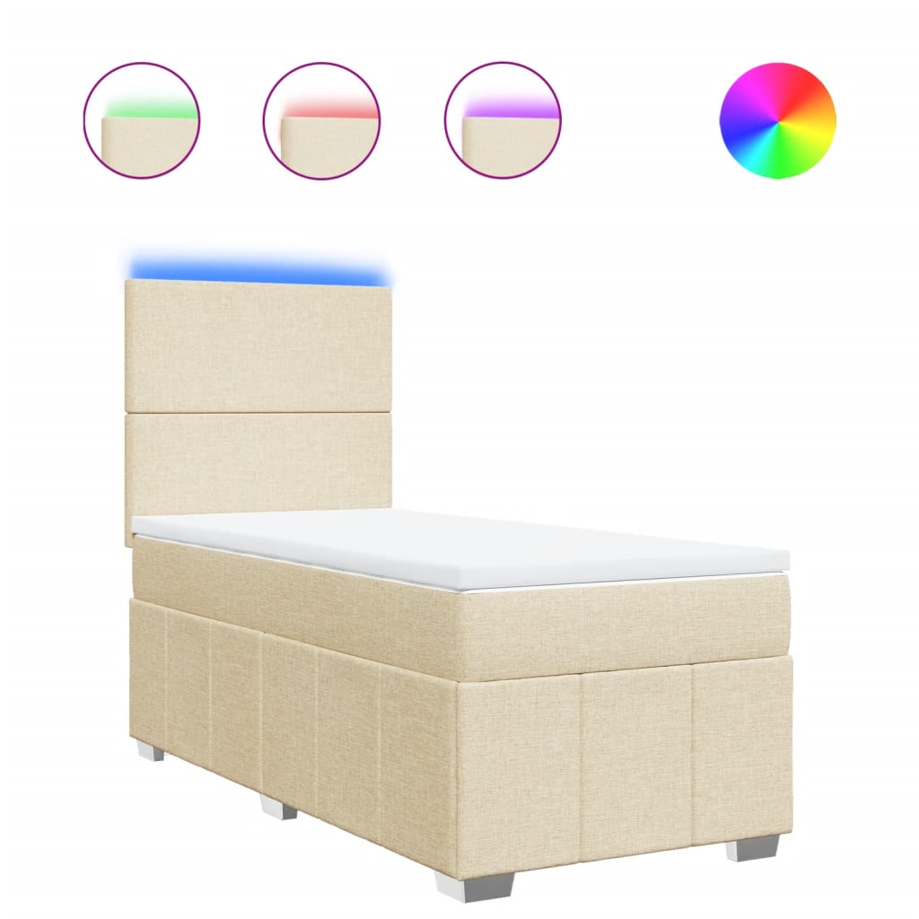 Boxspring met matras stof crèmekleurig 90x200 cm is nu te koop bij PeponiXL, paradijselijk wonen!