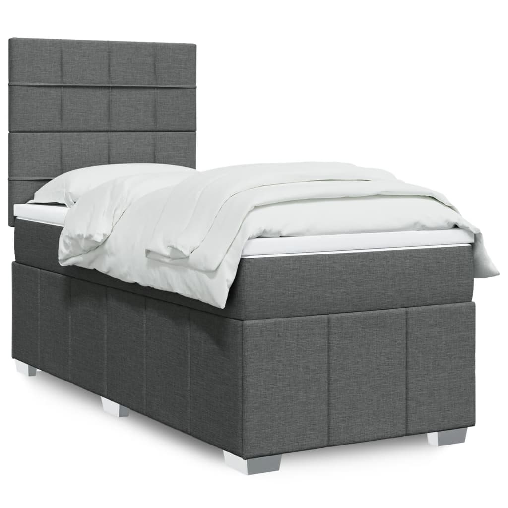Boxspring met matras stof donkergrijs 90x200 cm is nu te koop bij PeponiXL, paradijselijk wonen!