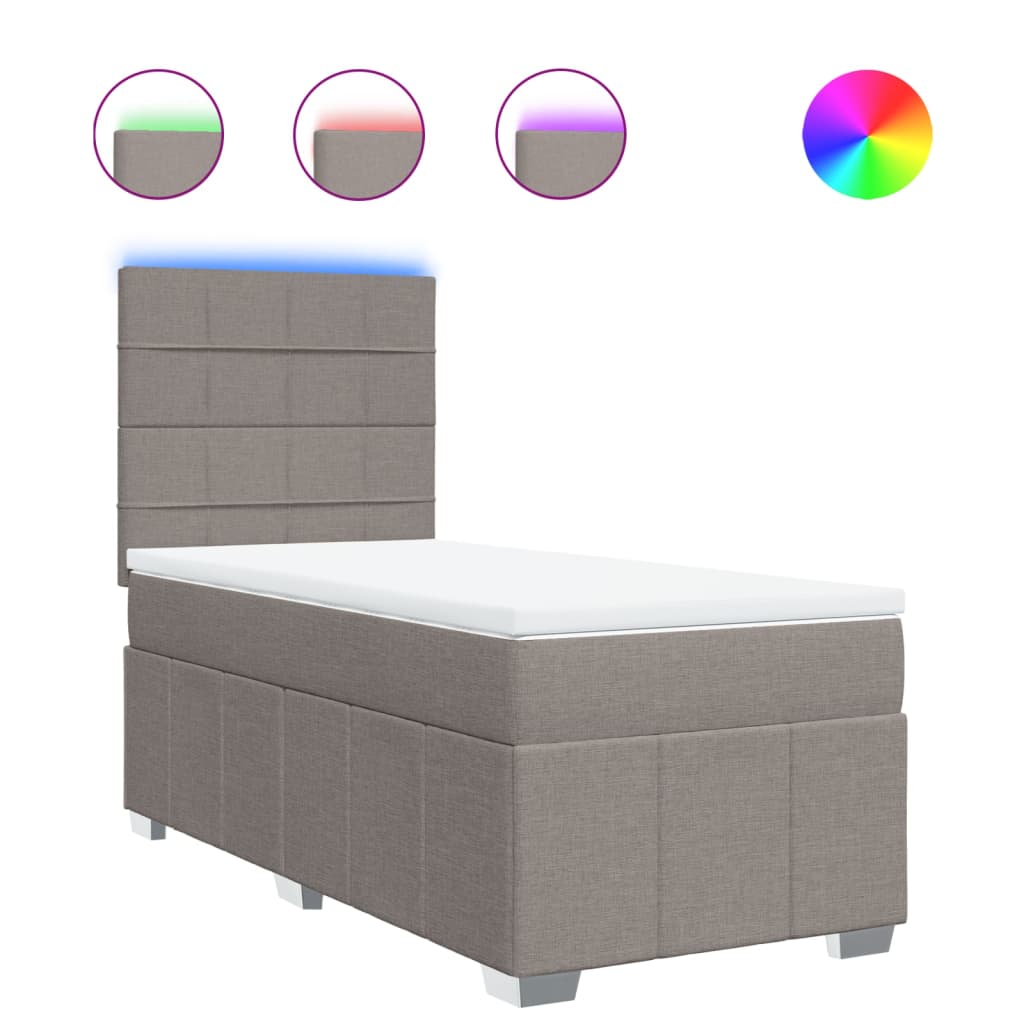 Boxspring met matras stof taupe 90x200 cm is nu te koop bij PeponiXL, paradijselijk wonen!