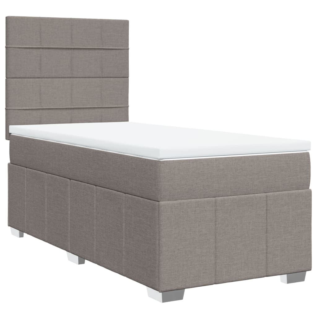 Boxspring met matras stof taupe 90x200 cm is nu te koop bij PeponiXL, paradijselijk wonen!