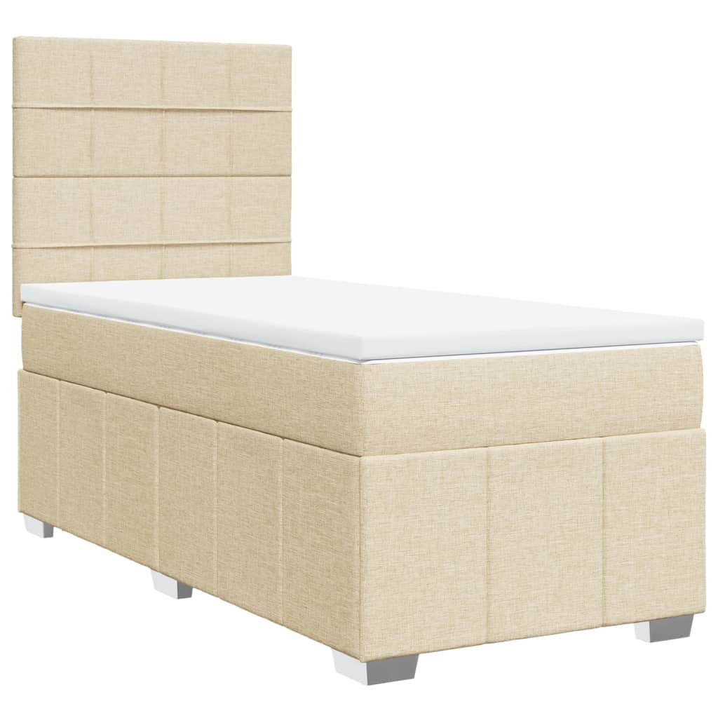 Boxspring met matras stof crèmekleurig 90x200 cm is nu te koop bij PeponiXL, paradijselijk wonen!