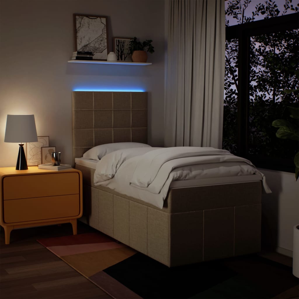 Boxspring met matras stof crèmekleurig 90x200 cm is nu te koop bij PeponiXL, paradijselijk wonen!