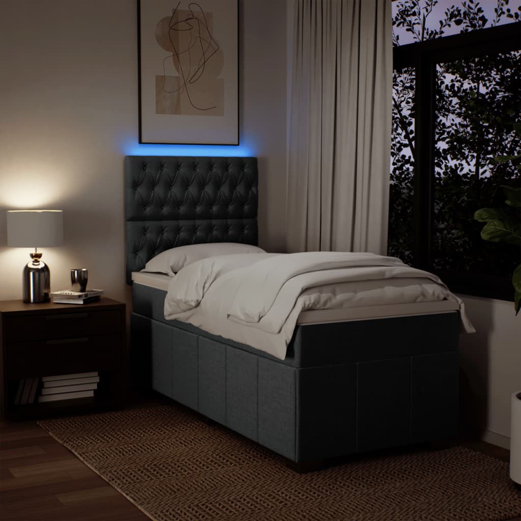 Boxspring met matras stof donkergrijs 90x200 cm is nu te koop bij PeponiXL, paradijselijk wonen!