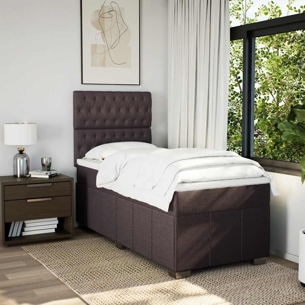 Boxspring met matras stof donkerbruin 90x200 cm is nu te koop bij PeponiXL, paradijselijk wonen!