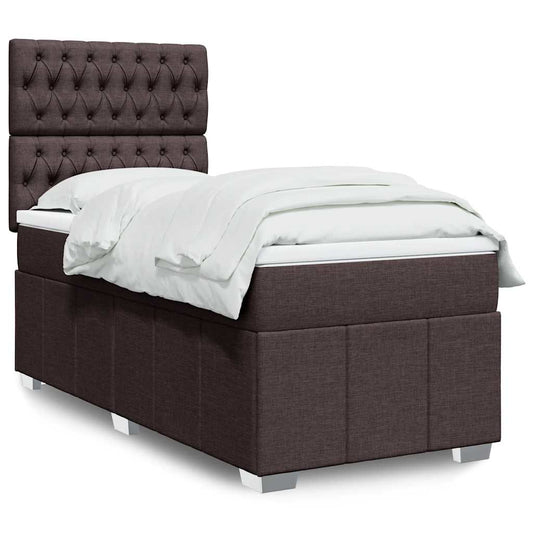 Boxspring met matras stof donkerbruin 90x200 cm is nu te koop bij PeponiXL, paradijselijk wonen!