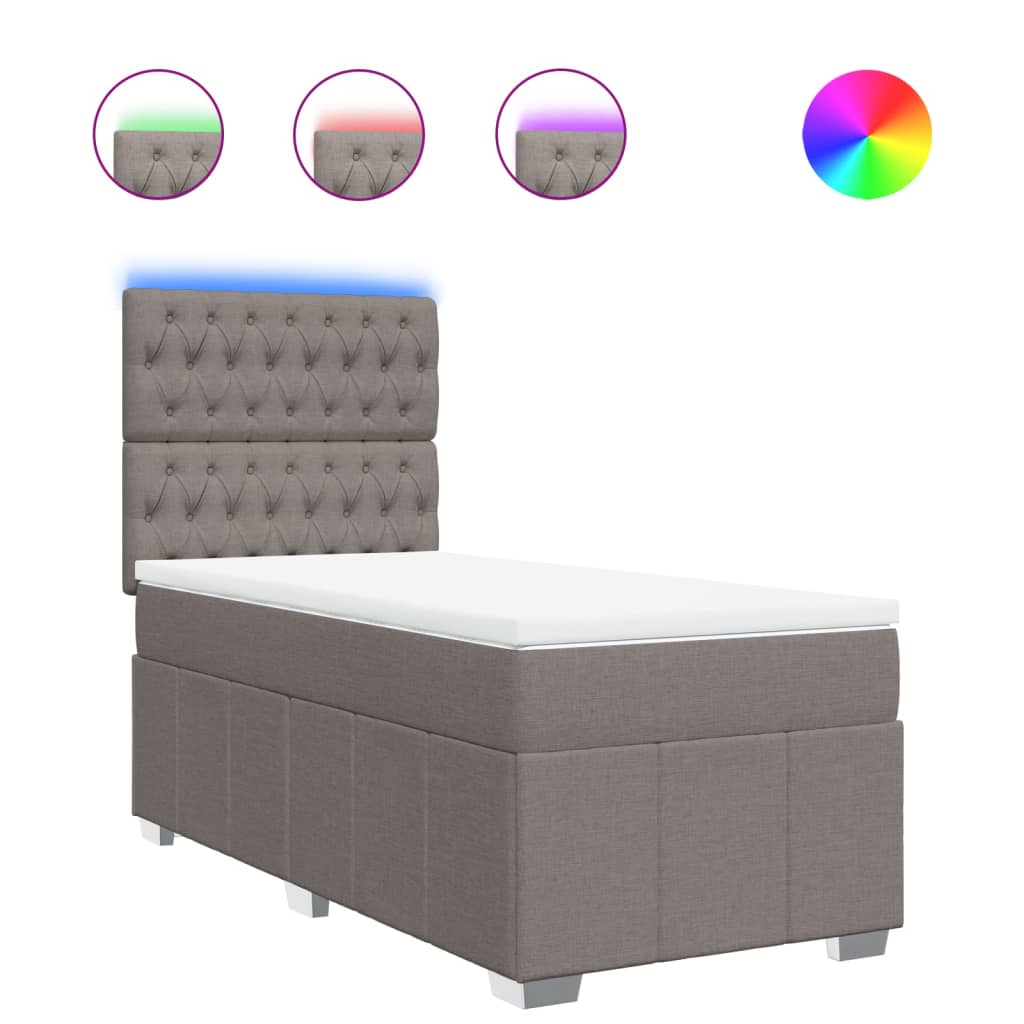 Boxspring met matras stof taupe 90x200 cm is nu te koop bij PeponiXL, paradijselijk wonen!