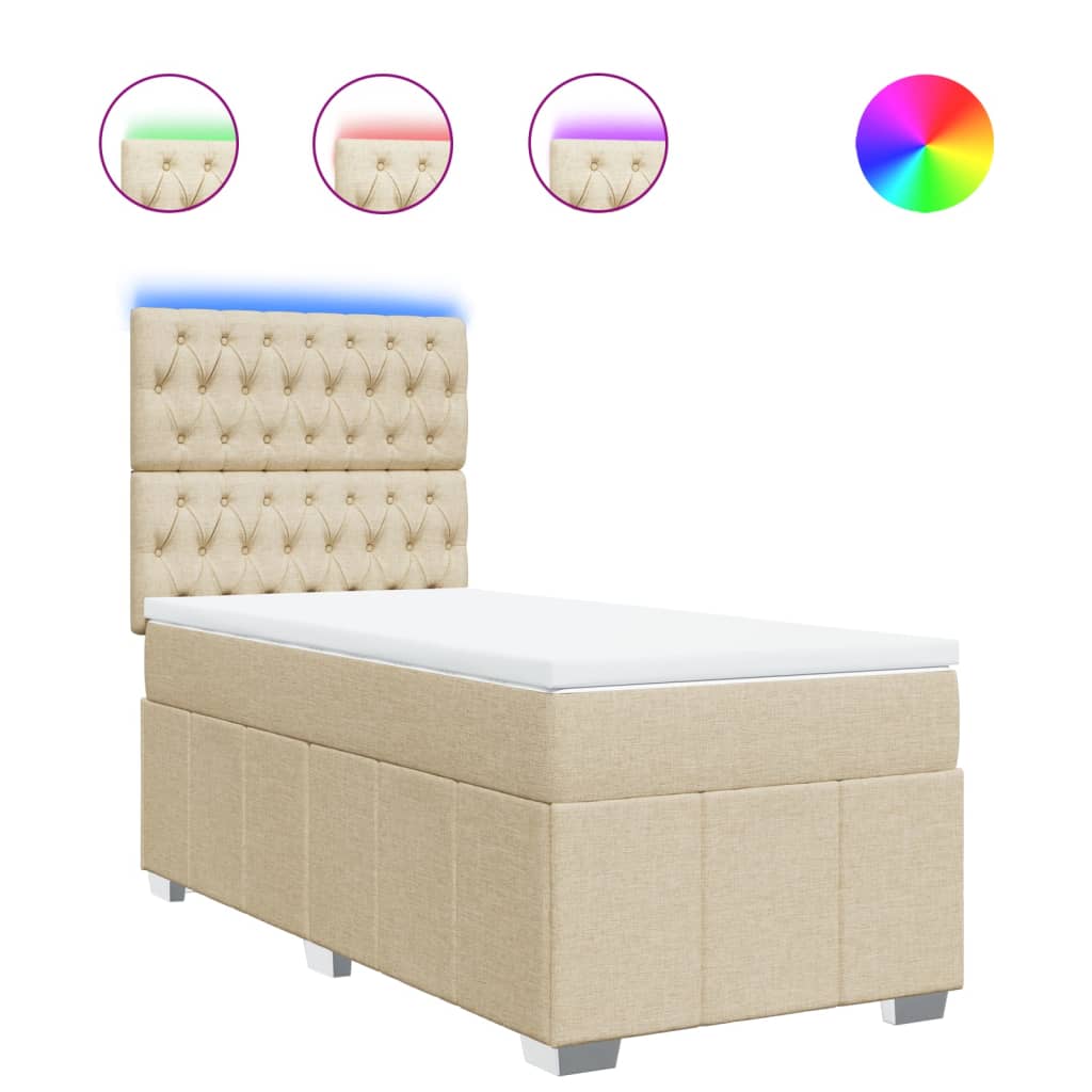 Boxspring met matras stof crèmekleurig 90x200 cm is nu te koop bij PeponiXL, paradijselijk wonen!