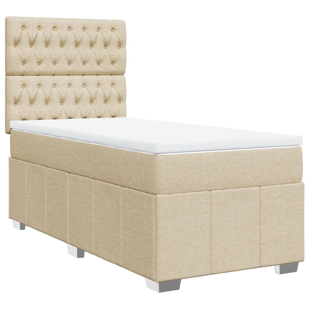 Boxspring met matras stof crèmekleurig 90x200 cm is nu te koop bij PeponiXL, paradijselijk wonen!