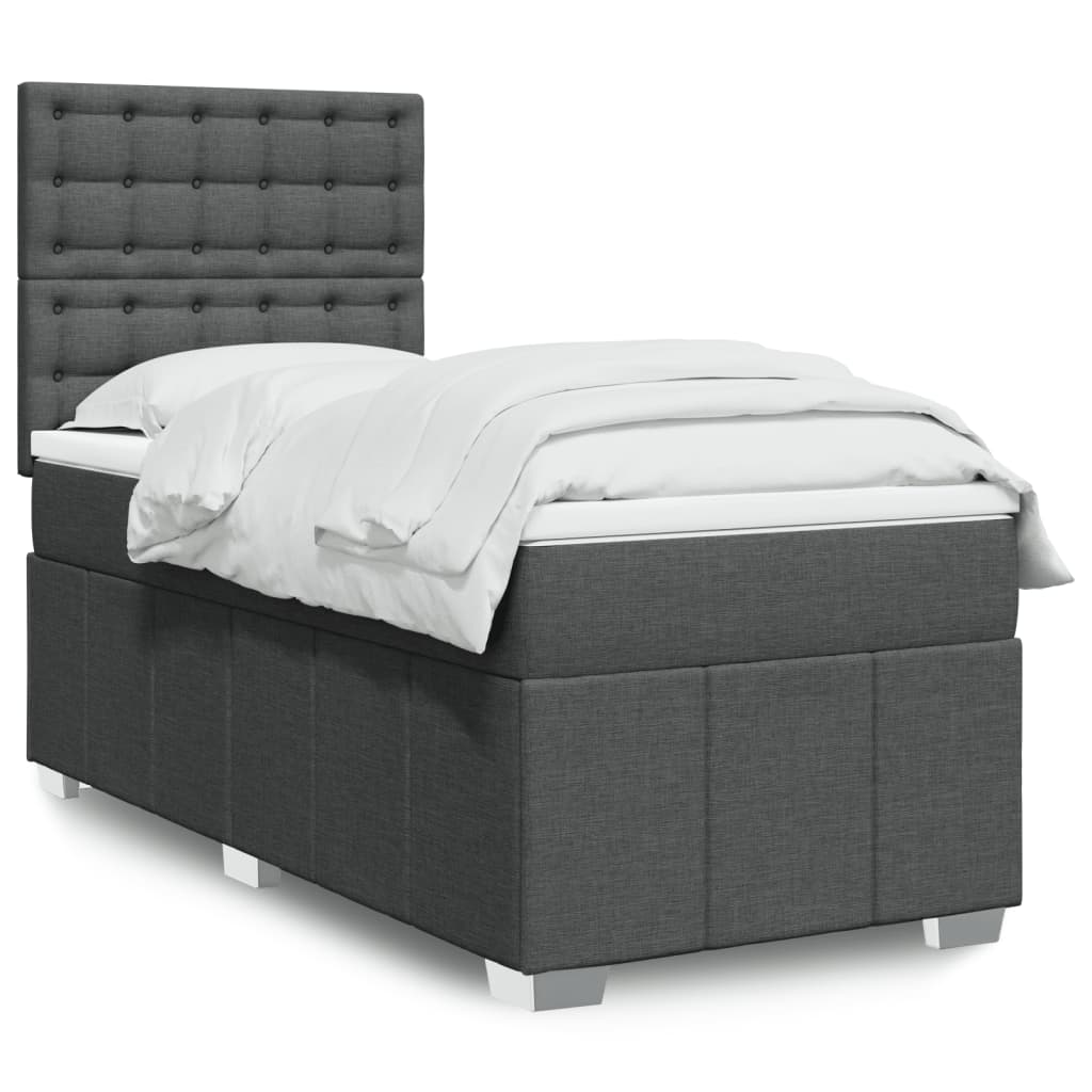 Boxspring met matras stof donkergrijs 90x200 cm is nu te koop bij PeponiXL, paradijselijk wonen!