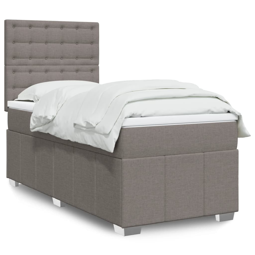 Boxspring met matras stof taupe 90x200 cm is nu te koop bij PeponiXL, paradijselijk wonen!