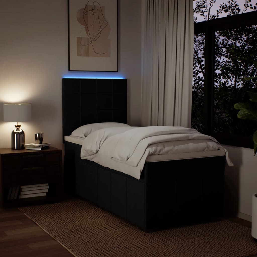 Boxspring met matras stof zwart 100x200 cm is nu te koop bij PeponiXL, paradijselijk wonen!
