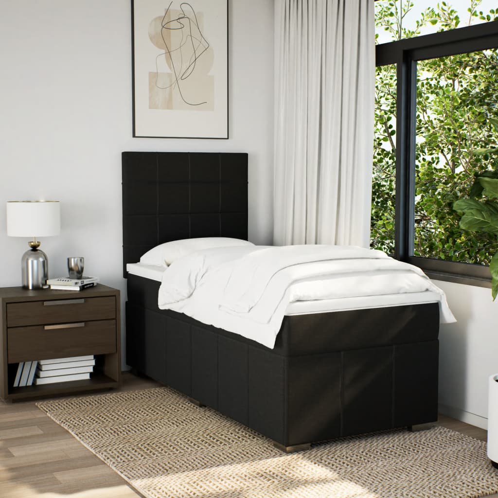 Boxspring met matras stof zwart 100x200 cm is nu te koop bij PeponiXL, paradijselijk wonen!