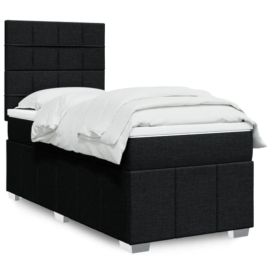 Boxspring met matras stof zwart 100x200 cm is nu te koop bij PeponiXL, paradijselijk wonen!