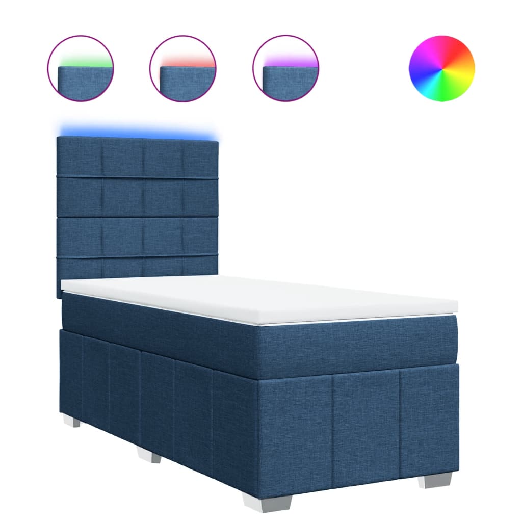 Boxspring met matras stof blauw 100x200 cm is nu te koop bij PeponiXL, paradijselijk wonen!