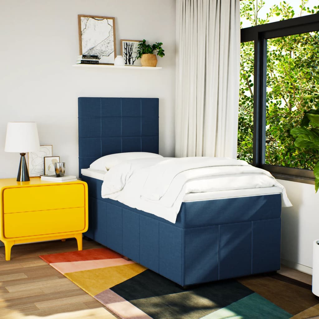 Boxspring met matras stof blauw 100x200 cm is nu te koop bij PeponiXL, paradijselijk wonen!