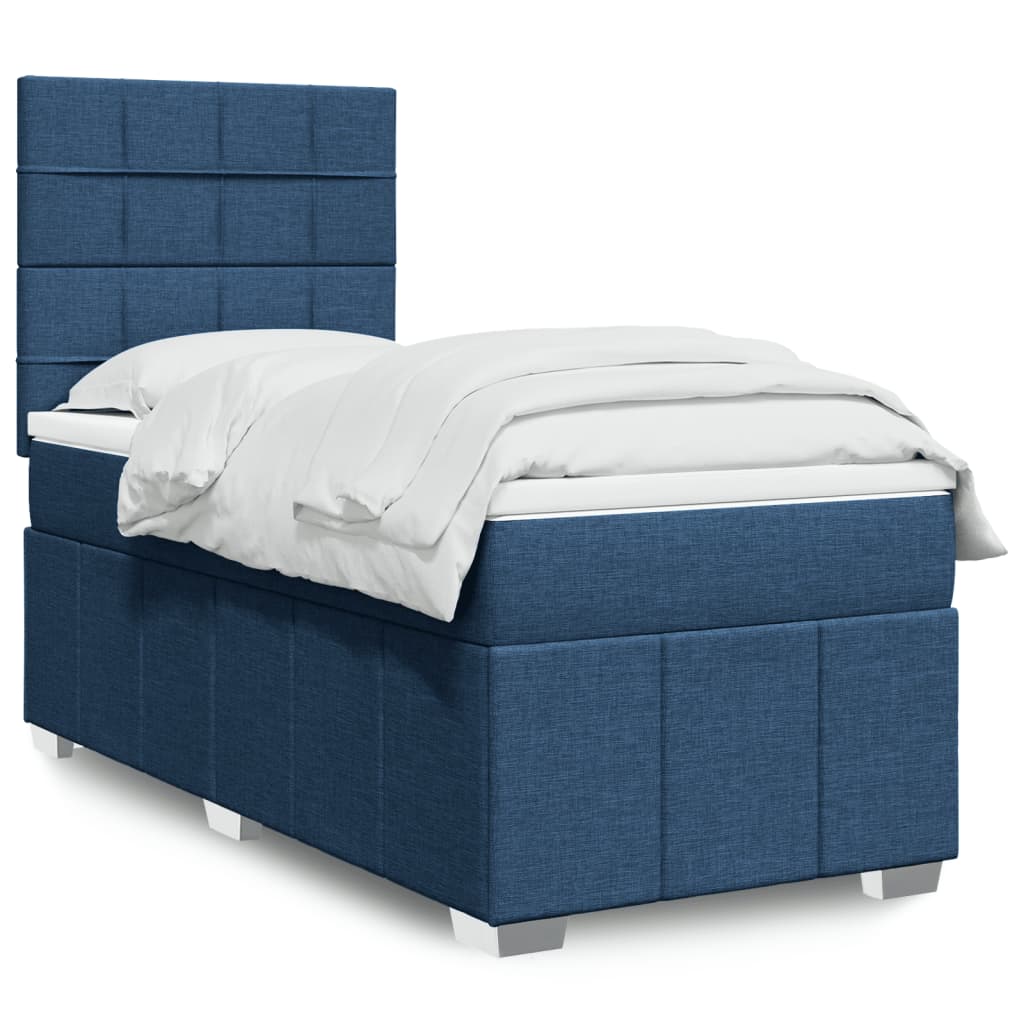 Boxspring met matras stof blauw 100x200 cm is nu te koop bij PeponiXL, paradijselijk wonen!