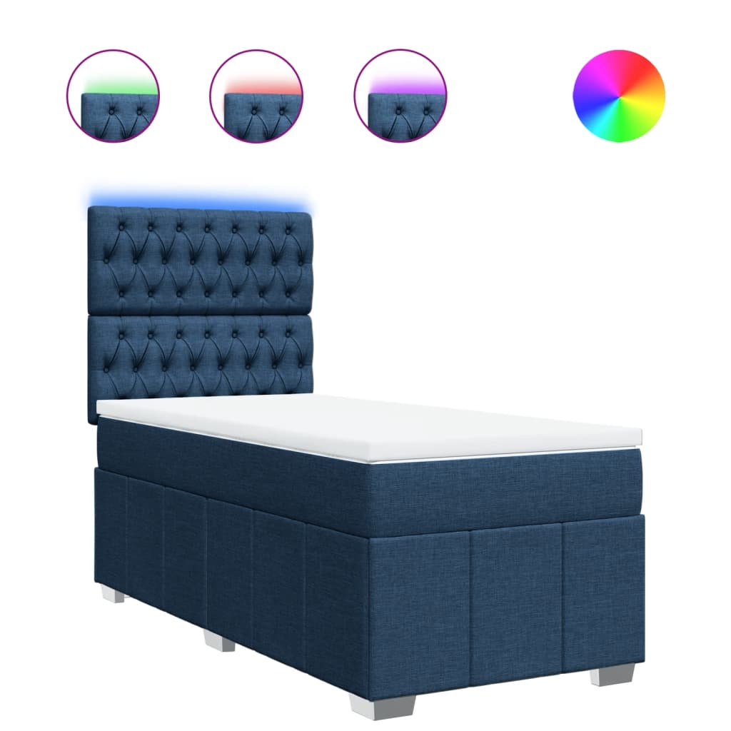 Boxspring met matras stof blauw 100x200 cm is nu te koop bij PeponiXL, paradijselijk wonen!