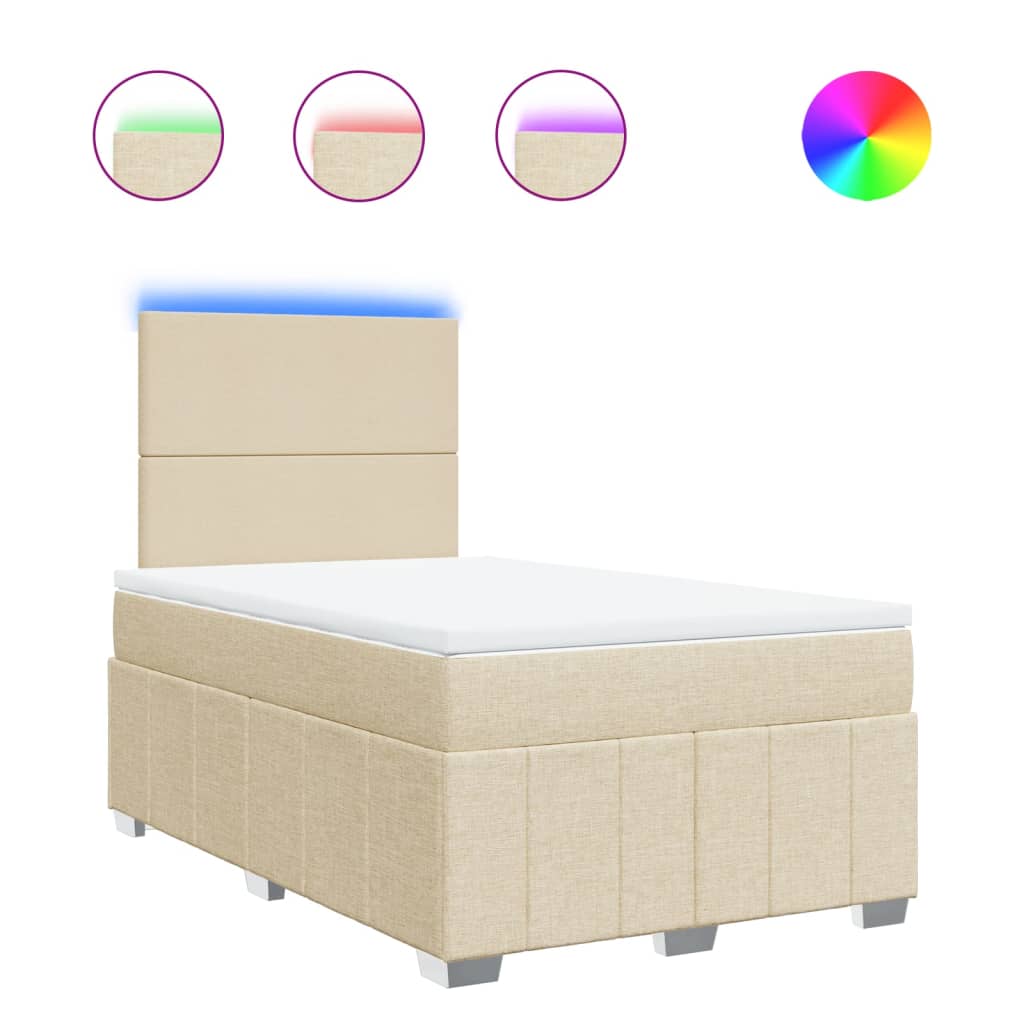 Boxspring met matras stof crèmekleurig 120x190 cm is nu te koop bij PeponiXL, paradijselijk wonen!