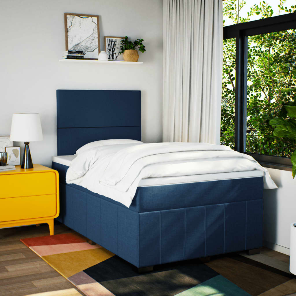 Boxspring met matras stof blauw 120x190 cm is nu te koop bij PeponiXL, paradijselijk wonen!