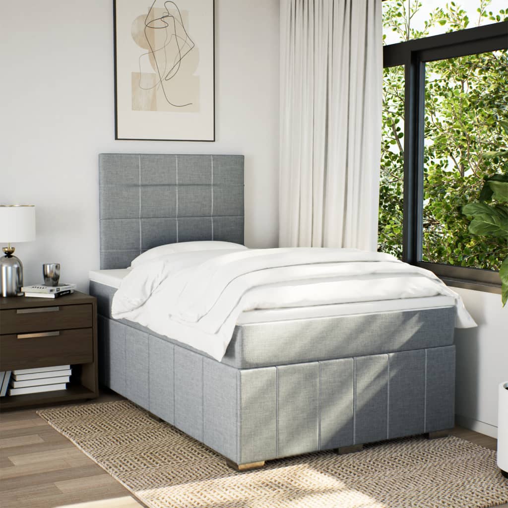 Boxspring met matras stof lichtgrijs 120x190 cm is nu te koop bij PeponiXL, paradijselijk wonen!