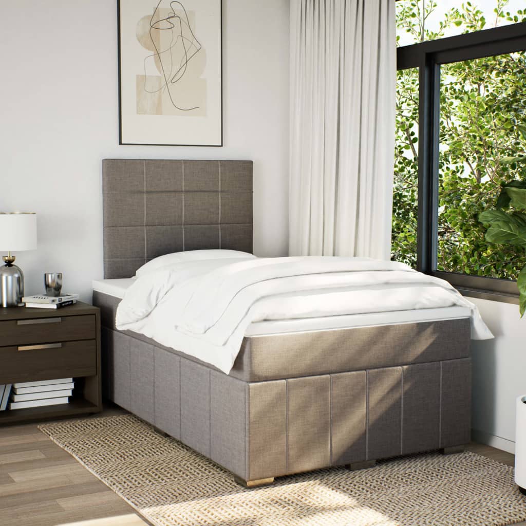 Boxspring met matras stof taupe 120x190 cm is nu te koop bij PeponiXL, paradijselijk wonen!