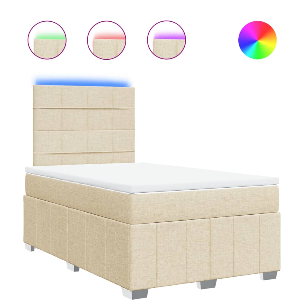 Boxspring met matras stof crèmekleurig 120x190 cm is nu te koop bij PeponiXL, paradijselijk wonen!